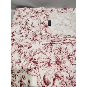 Lauren Ralph Lauren Holiday Poinsettia Holly Shower Curtain Red White‎ New